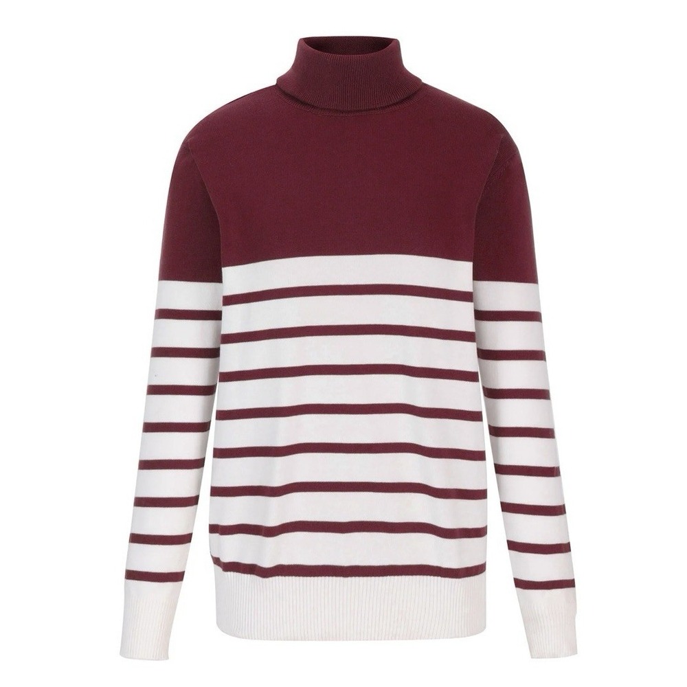 Kirundo Women's Striped Turtleneck Sweater Long Sleeve Stretch Top Multicolor L